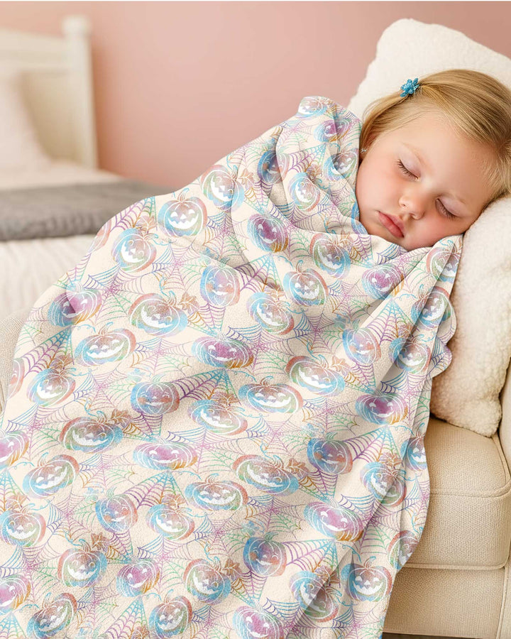 Pastel Halloween Jack O Lanterns Bamboo Blanket