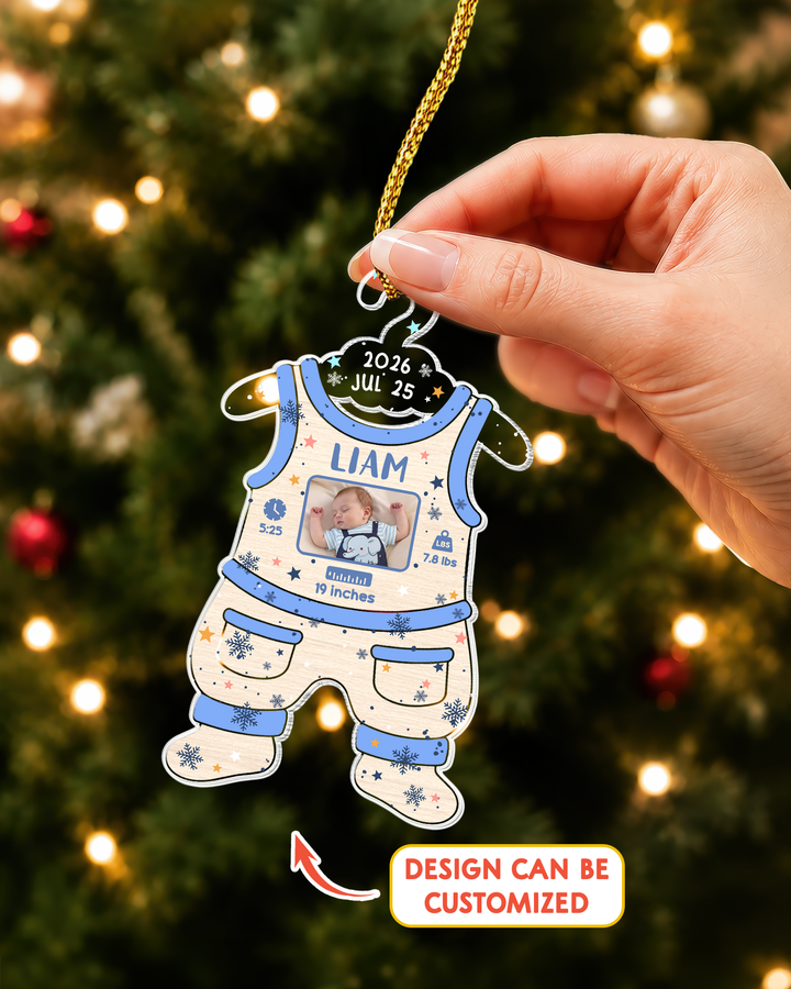 Personalized Baby Birth Stats Personalized 1-Side Photo Acrylic Ornament