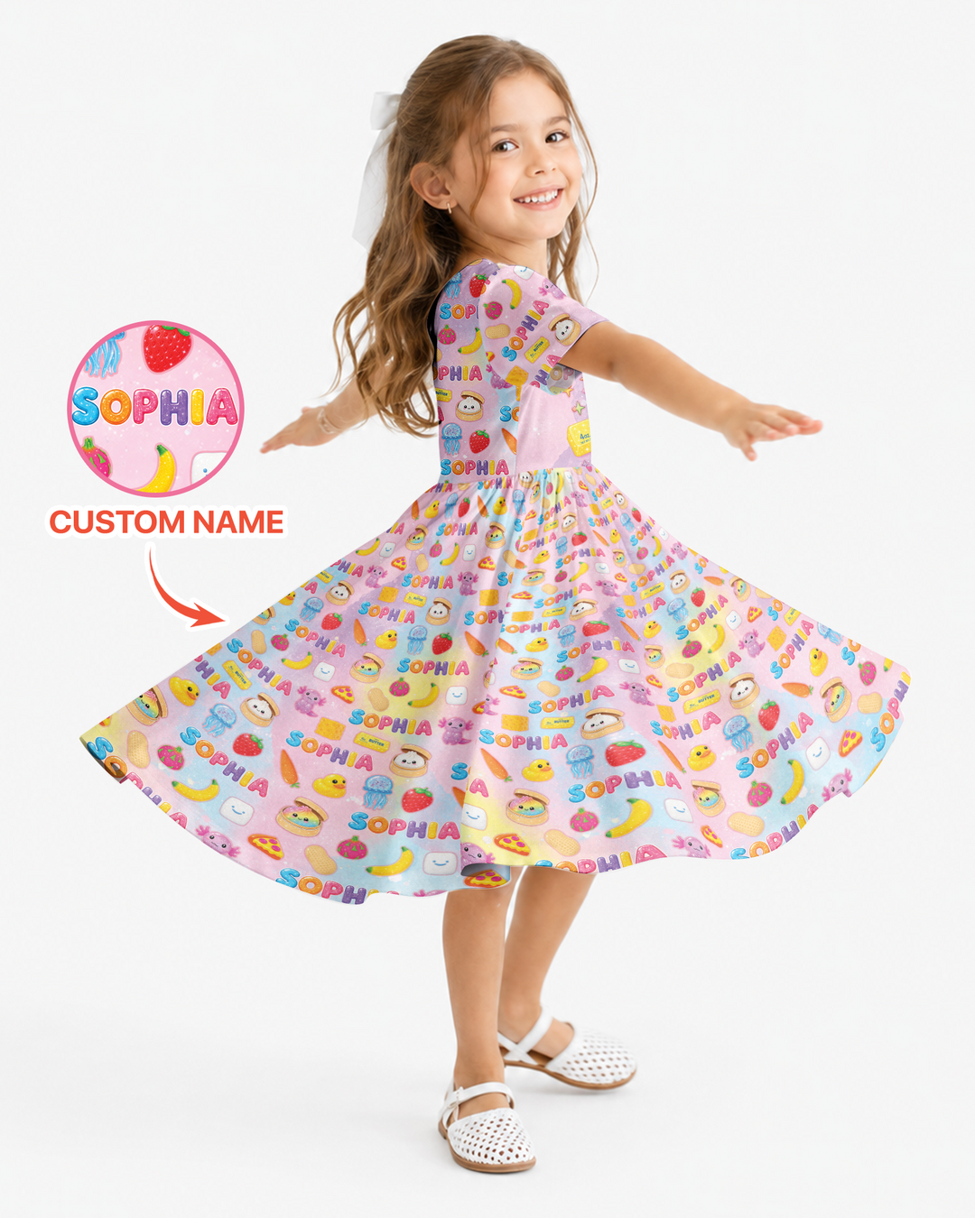 Just A Girl Who Loves Squishy Custom Name Bamboo Twirl Dress