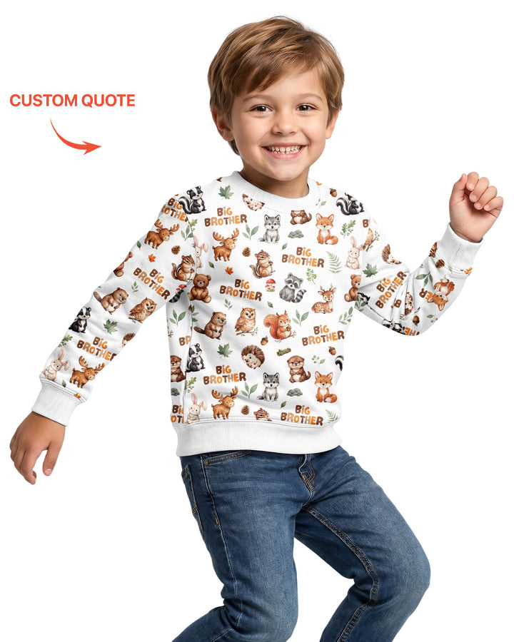 Custom Quote Woodland Animal Matching Sibling Bamboo Crewneck Sweatshirt