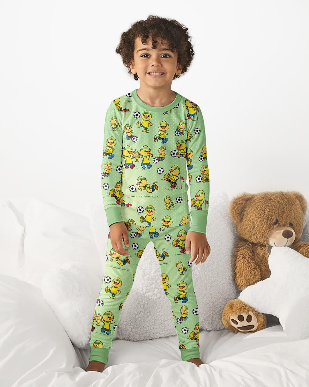 Brasil Soccer Fan Family Matching Bamboo Two Piece Long Sleeve Pajama Set