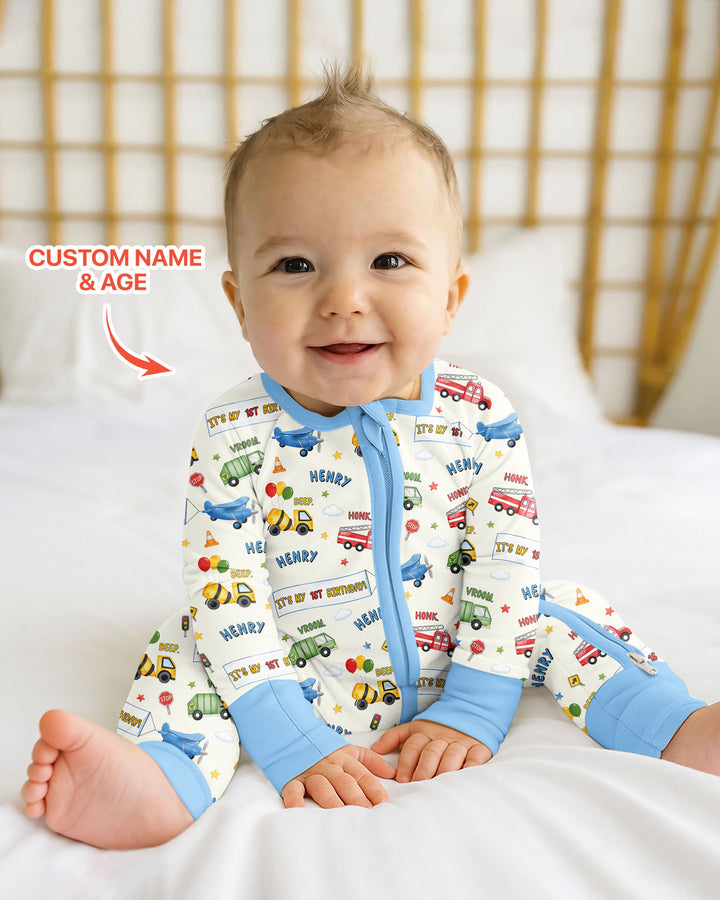 Personalized Transportation Birthday Bamboo Convertible Zippy