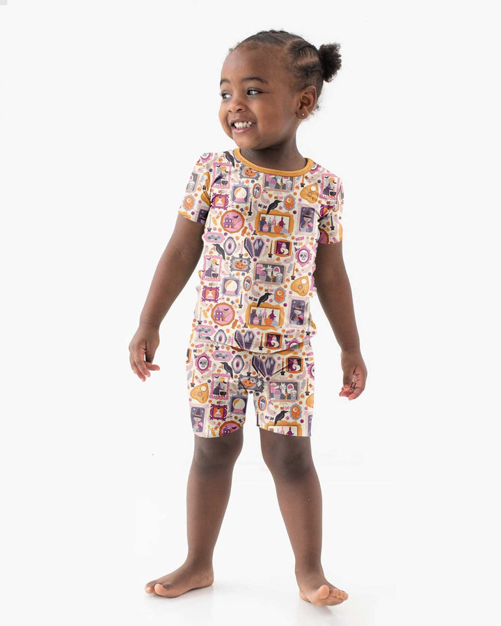 Spooky Portraits Bamboo Two Piece Short Sleeve Shorts Pajama Set