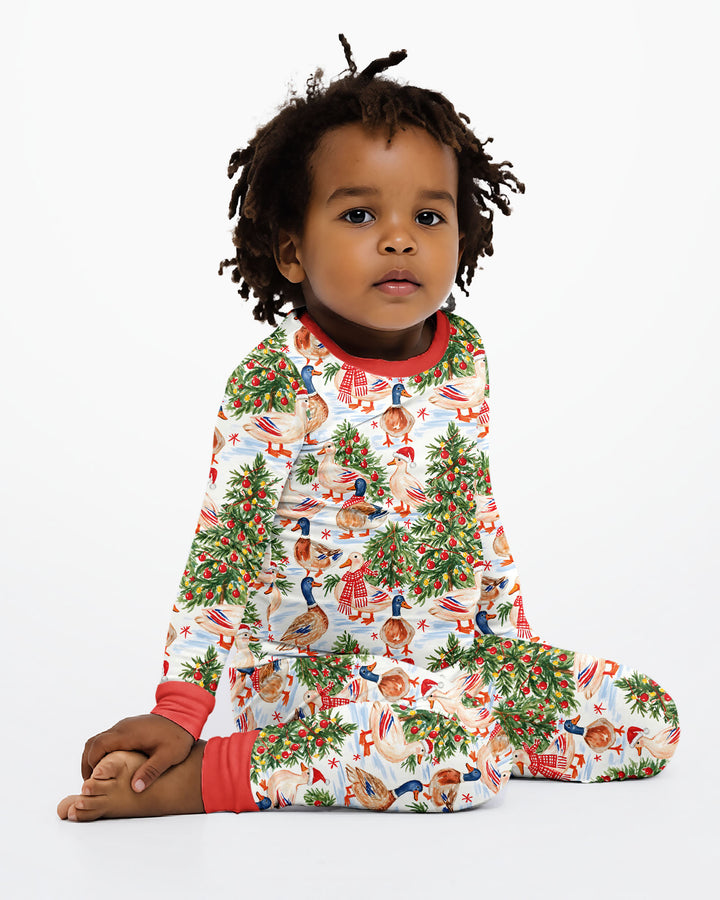 Christmas and Duck Bamboo Two Piece Long Sleeve Pajama Set