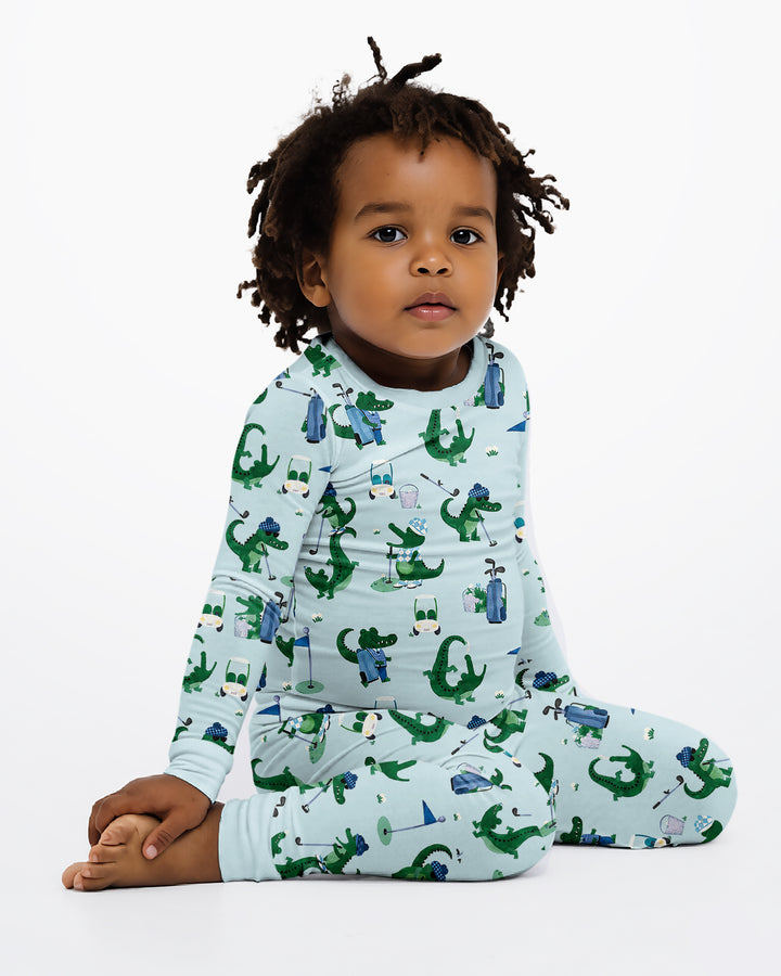 Golfing Gators Bamboo Two Piece Long Sleeve Pajama Set