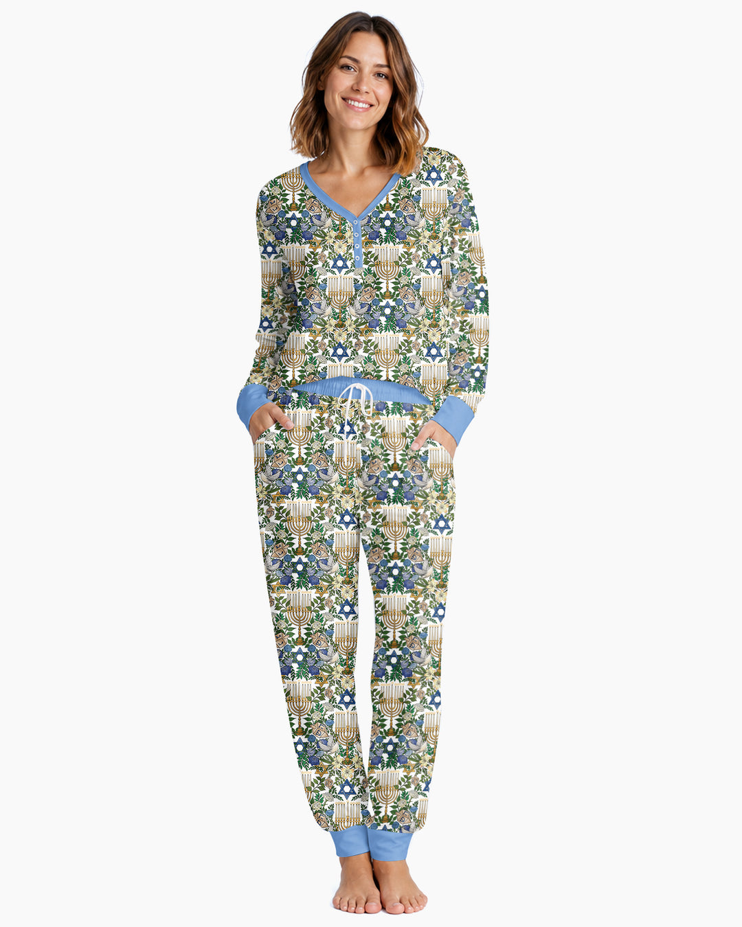 Hanukkah the Festival of Lights Mommy & Me Matching Bamboo Women Pajama Set