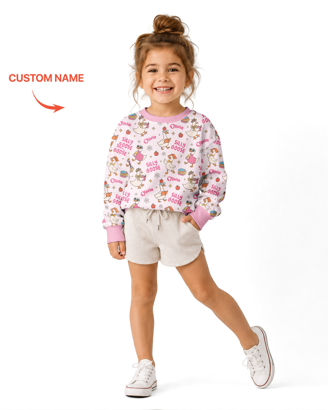 Custom Name Silly Goose Back to School Bamboo Crewneck Sweatshirt