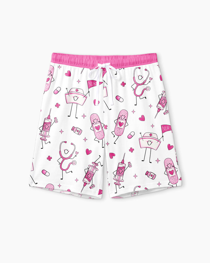 Cute Nurse Crew Bamboo Men Short Sleeve Short Pajama Set