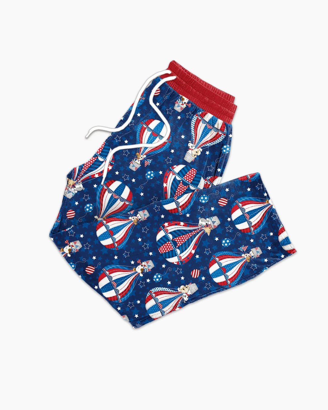 Patriotic Pups in Hot Air Balloons Family Matching Bamboo Men's Pajama Set