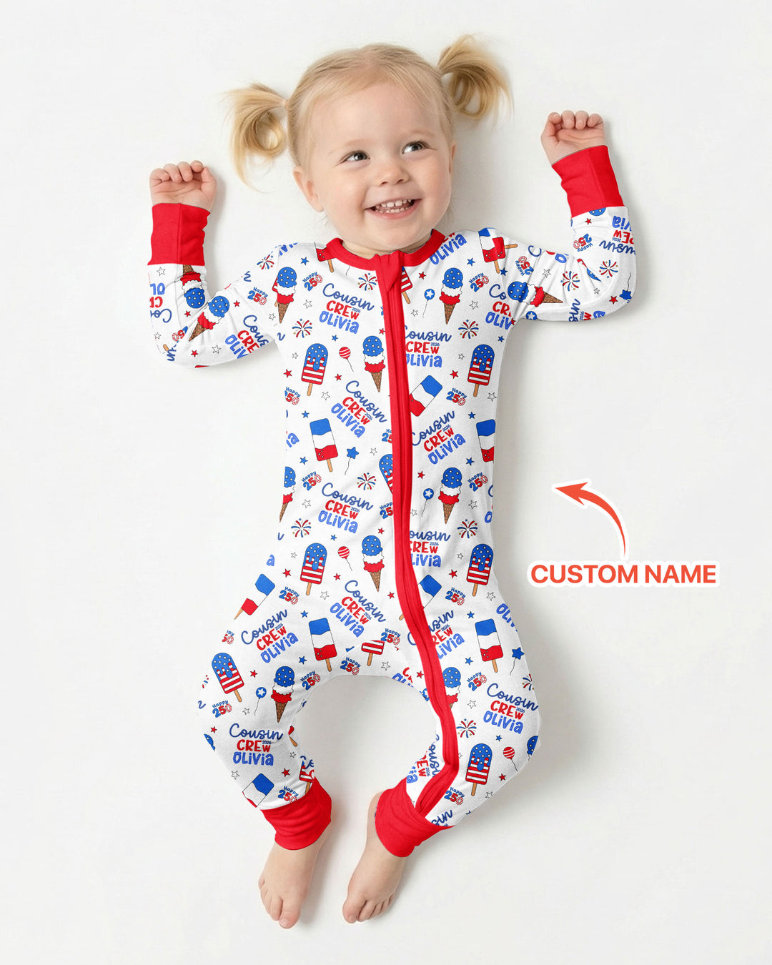 Custom Name 4th of July Cousin Crew Bamboo Convertible Zippy