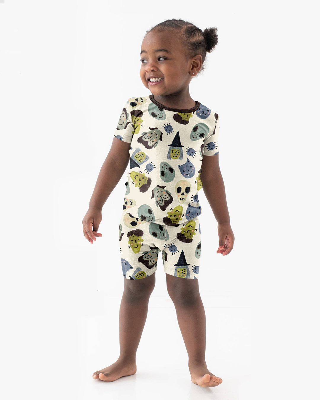 Halloween Face Bamboo Two Piece Short Sleeve Shorts Pyjamas Set