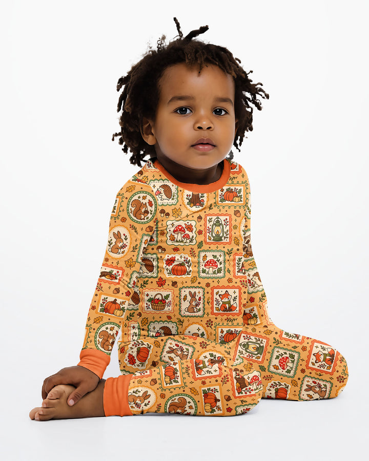 Woodland Animal Fall Bamboo Two Piece Long Sleeve Pajama Set