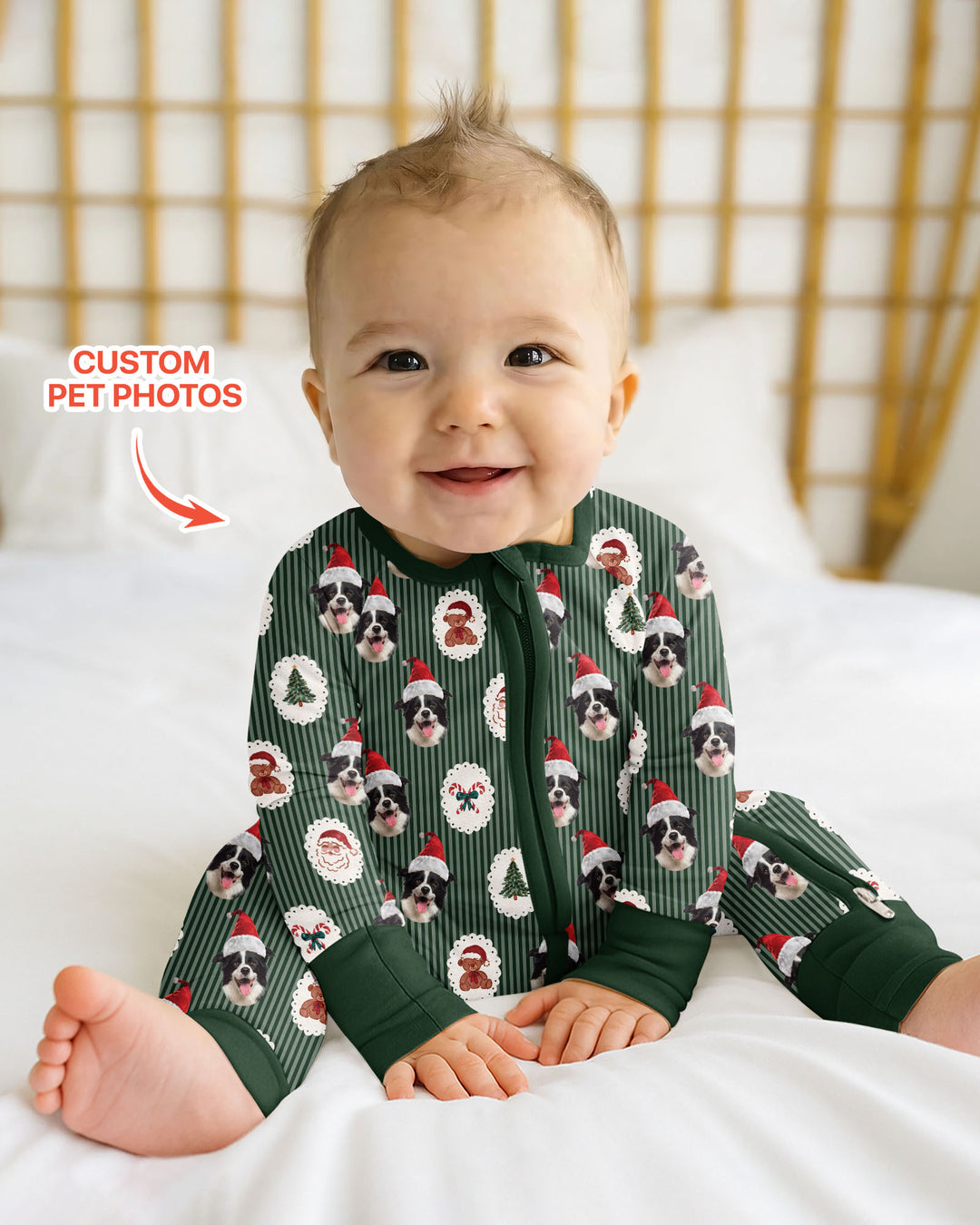 Custom Pet Face Christmas Cameo Bamboo Convertible Zippy
