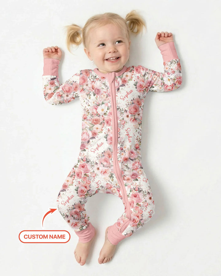 Custom Name Birth Month Flowers Bamboo Convertible Zippy
