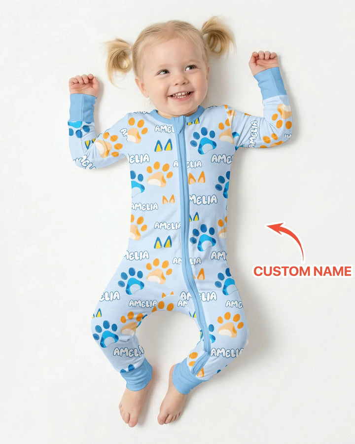 Custom Name Favourite Blue Dog Family Matching Bamboo Convertible Zippy