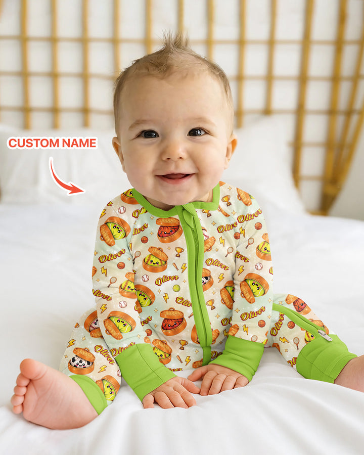 Custom Name Sports Dumpling Bamboo Convertible Zippy