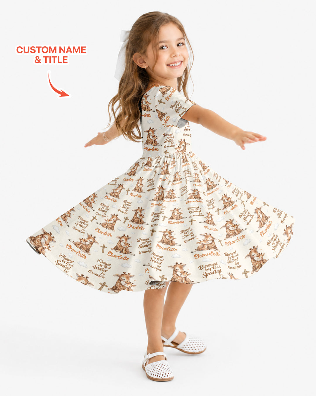 Custom Name Blessed By God Spoiled By Grandma Bamboo Twirl Dress