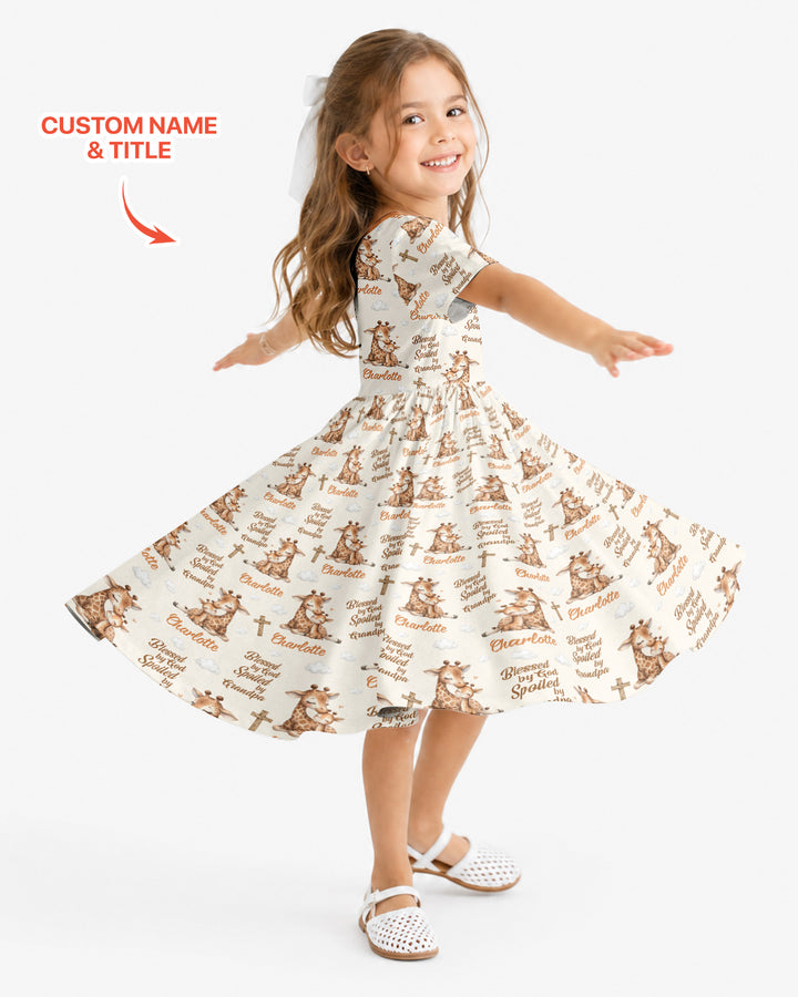 Custom Name Blessed By God Spoiled By Grandma Bamboo Twirl Dress