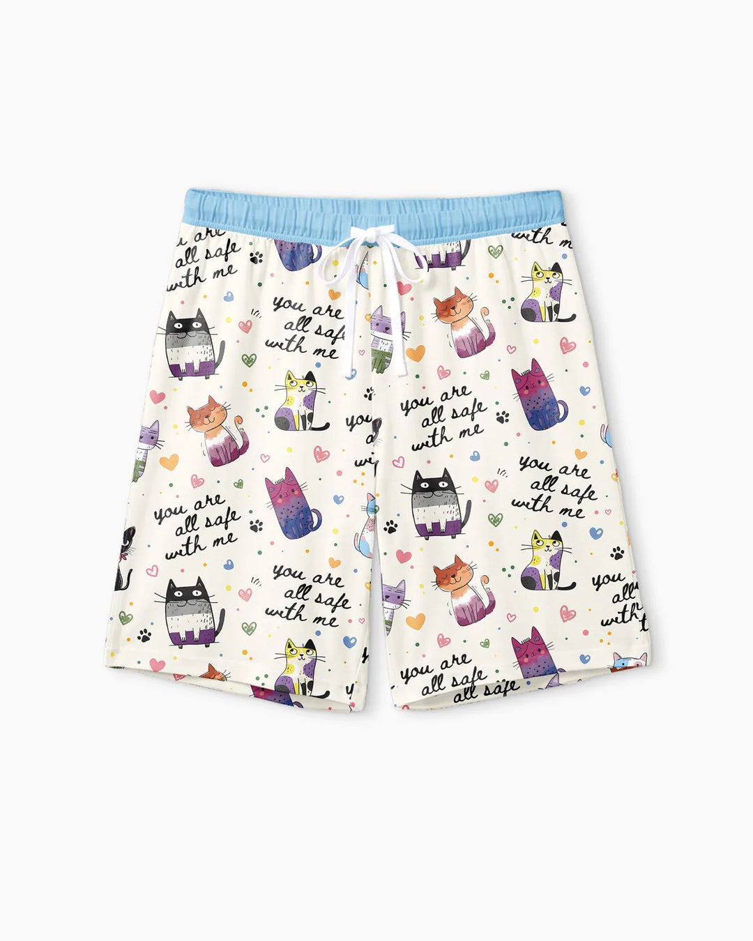 Loved & Safe Kitties Family Matching Bamboo Men Short Sleeve Short Pajama Set