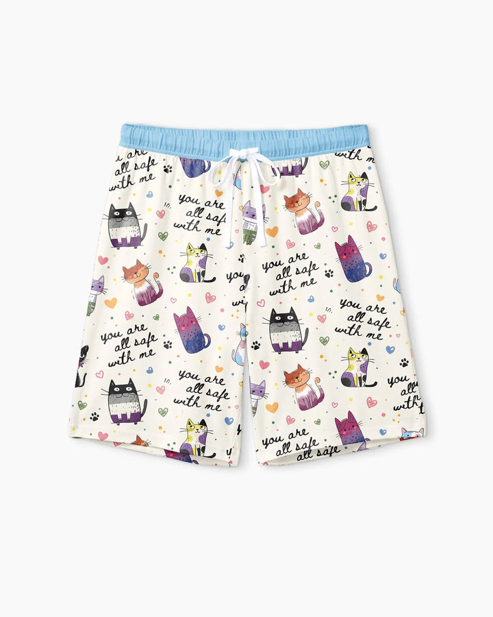 Loved & Safe Kitties Family Matching Bamboo Men Short Sleeve Short Pajama Set