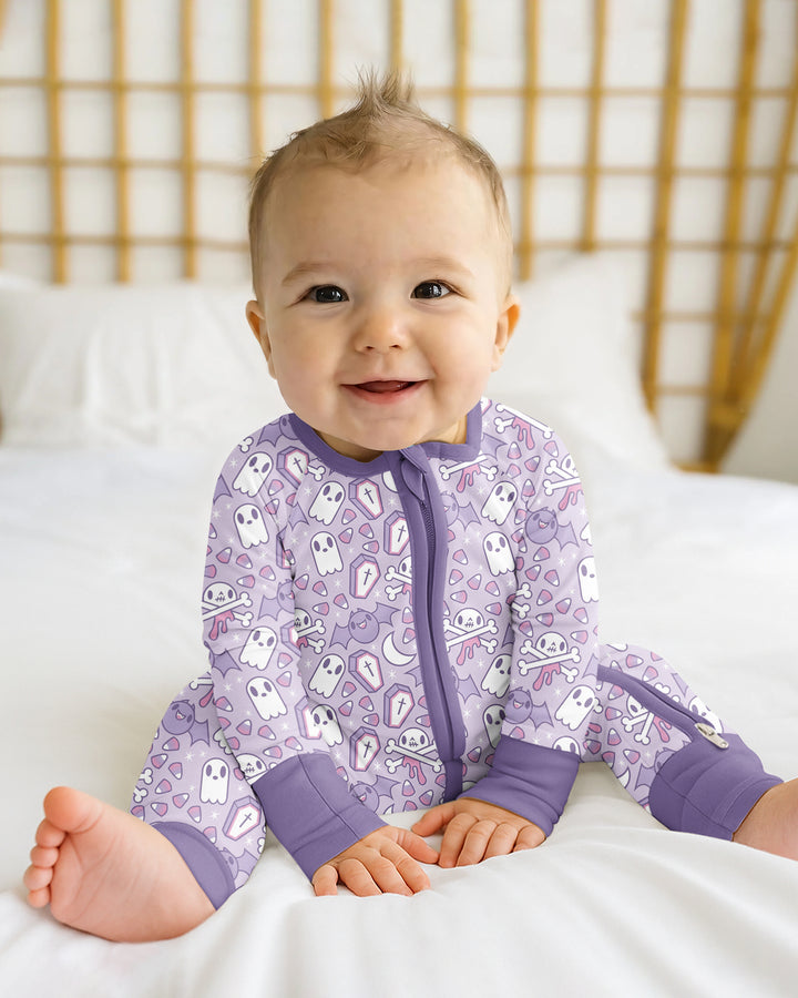 Cute Ghost Halloween Pastel Purple Spooky Bamboo Convertible Zippy
