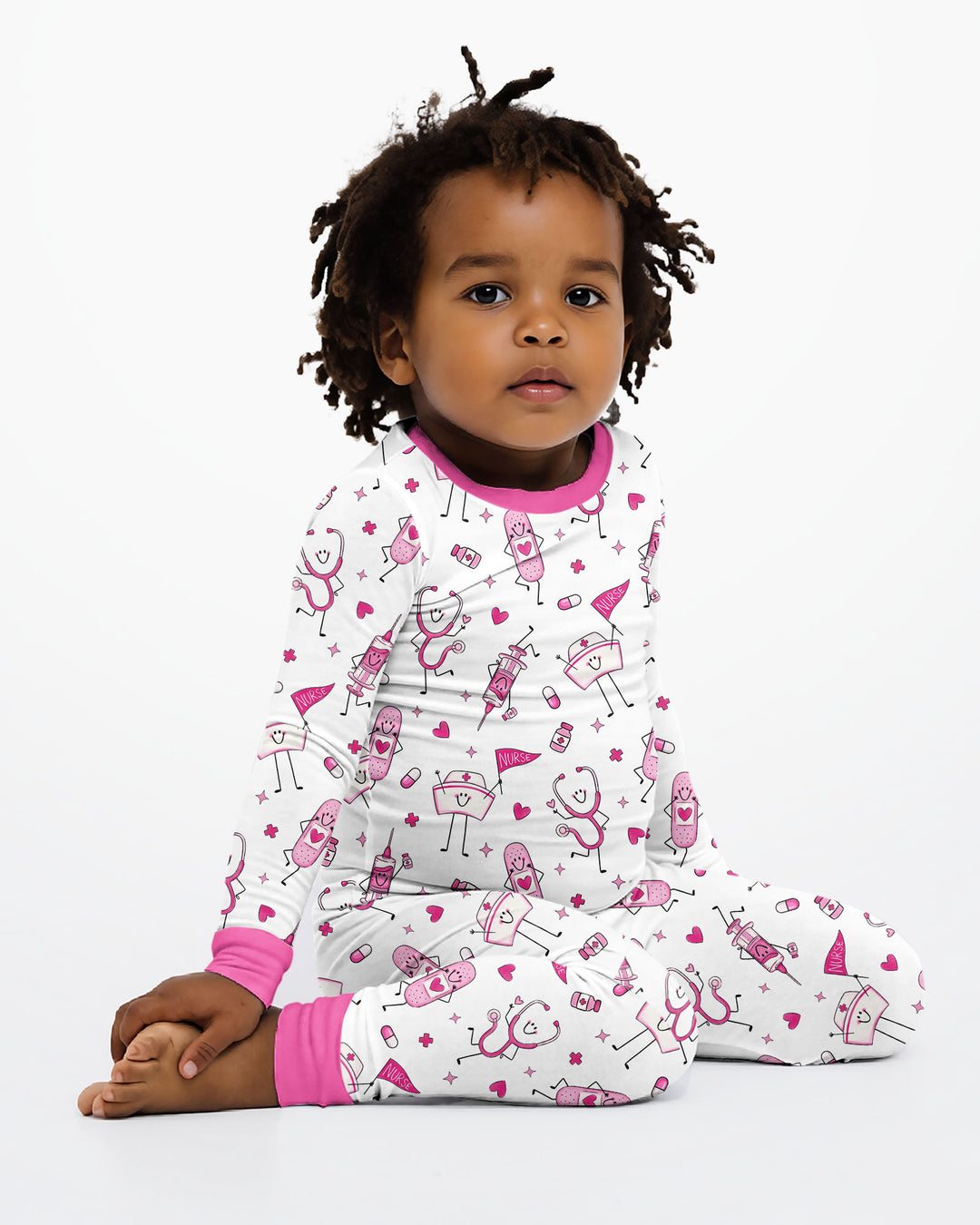 Cute Nurse Crew Bamboo Two Piece Long Sleeve Pajama Set