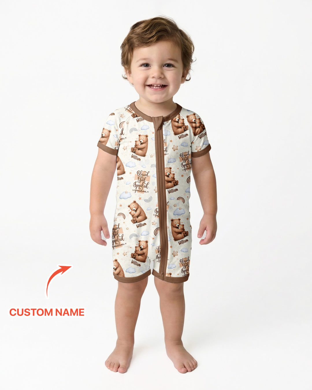 Custom Name Blessed By God Spoiled By Grandma Bamboo Shorty Zippy
