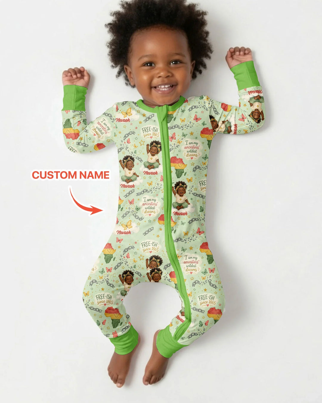 Custom Name Juneteenth I Am My Ancestors' Wildest Dream Bamboo Convertible Zippy