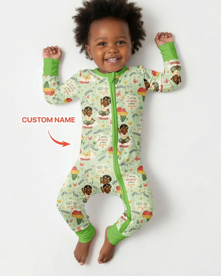 Custom Name Juneteenth I Am My Ancestors' Wildest Dream Bamboo Convertible Zippy