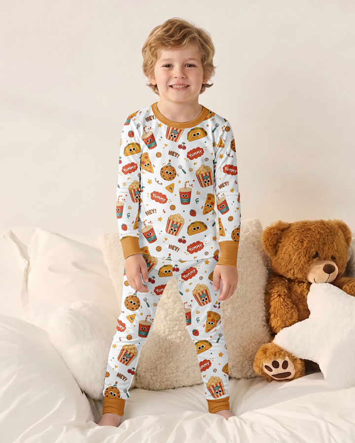 Happy Snack Bamboo Two Piece Long Sleeve Pajama Set