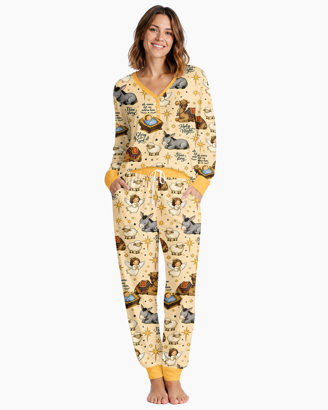 Nativity Christmas Holy Night Bamboo Women Pajama Set