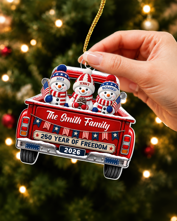 Patriotic Family 250th Anniversary USA- Personalized Acrylic Ornament