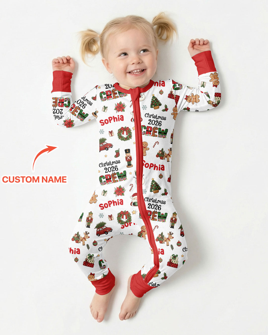 Custom Name Christmas 2026 Crew Bamboo Convertible Zippy