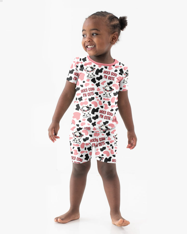Holy Cow I'm Cute Bamboo Two Piece Short Sleeve Shorts Pajama Set