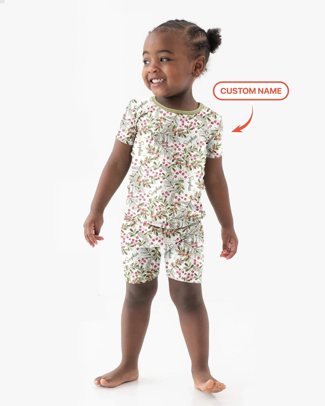 Custom Name Birth Month Flowers Bamboo Two Piece Short Sleeve Shorts Pajama Set