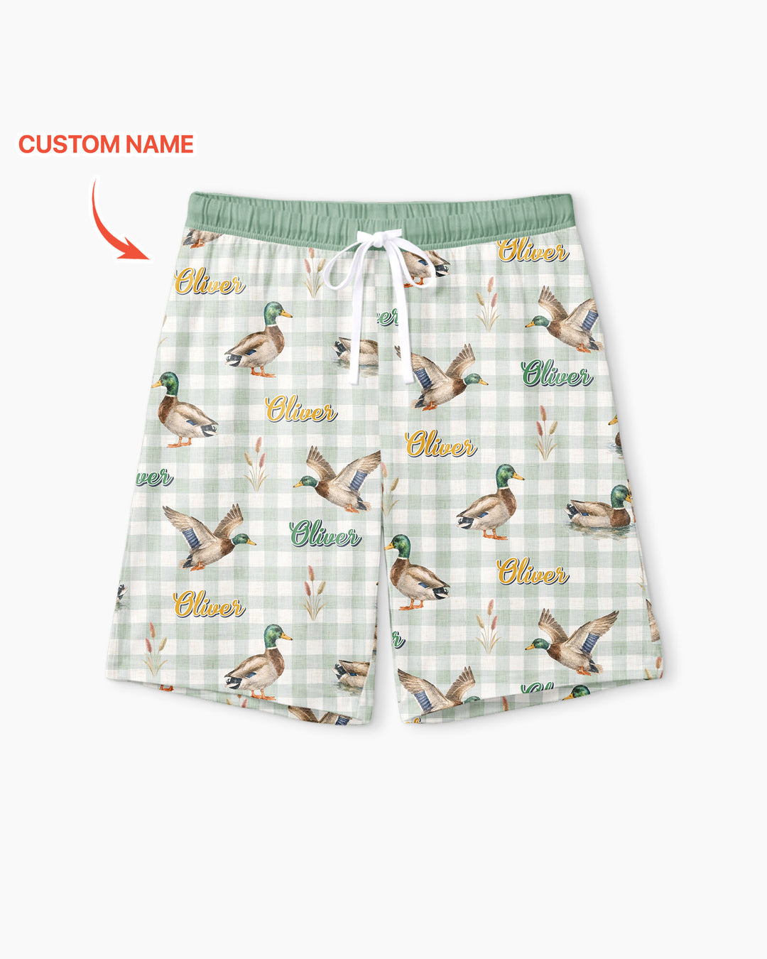 Mallard Duck Custom Name Bamboo Men Short Sleeve Short Pajama Set