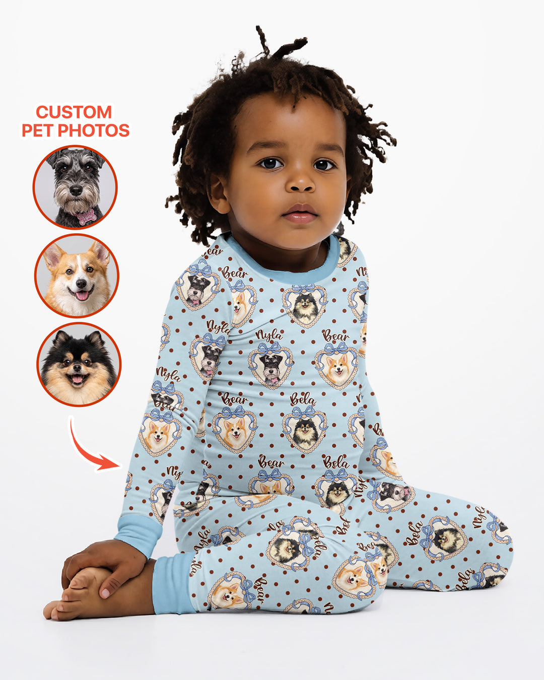 Custom Pet Photo Sweetheart Cameo Bamboo Two Piece Long Sleeve Pajama Set