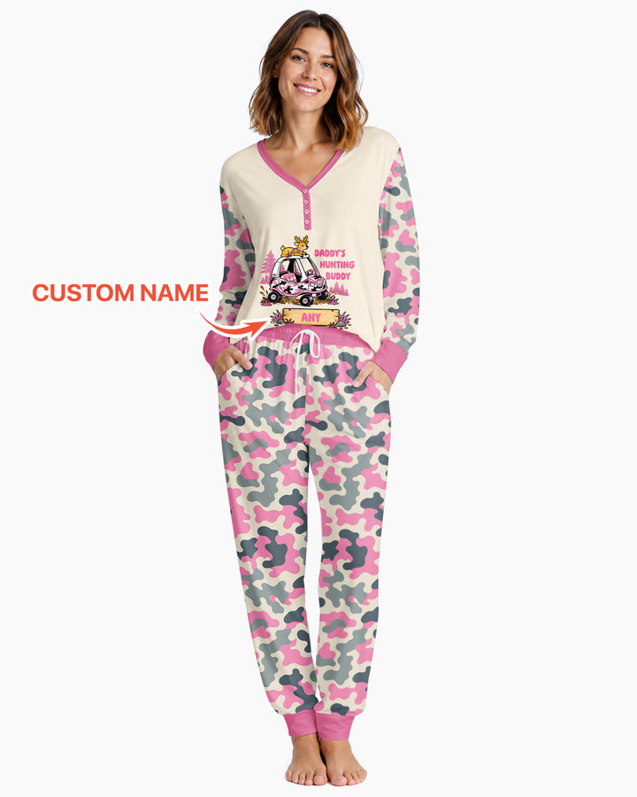 Custom Name Daddy's Hunting Buddy Bamboo Women Pajama Set