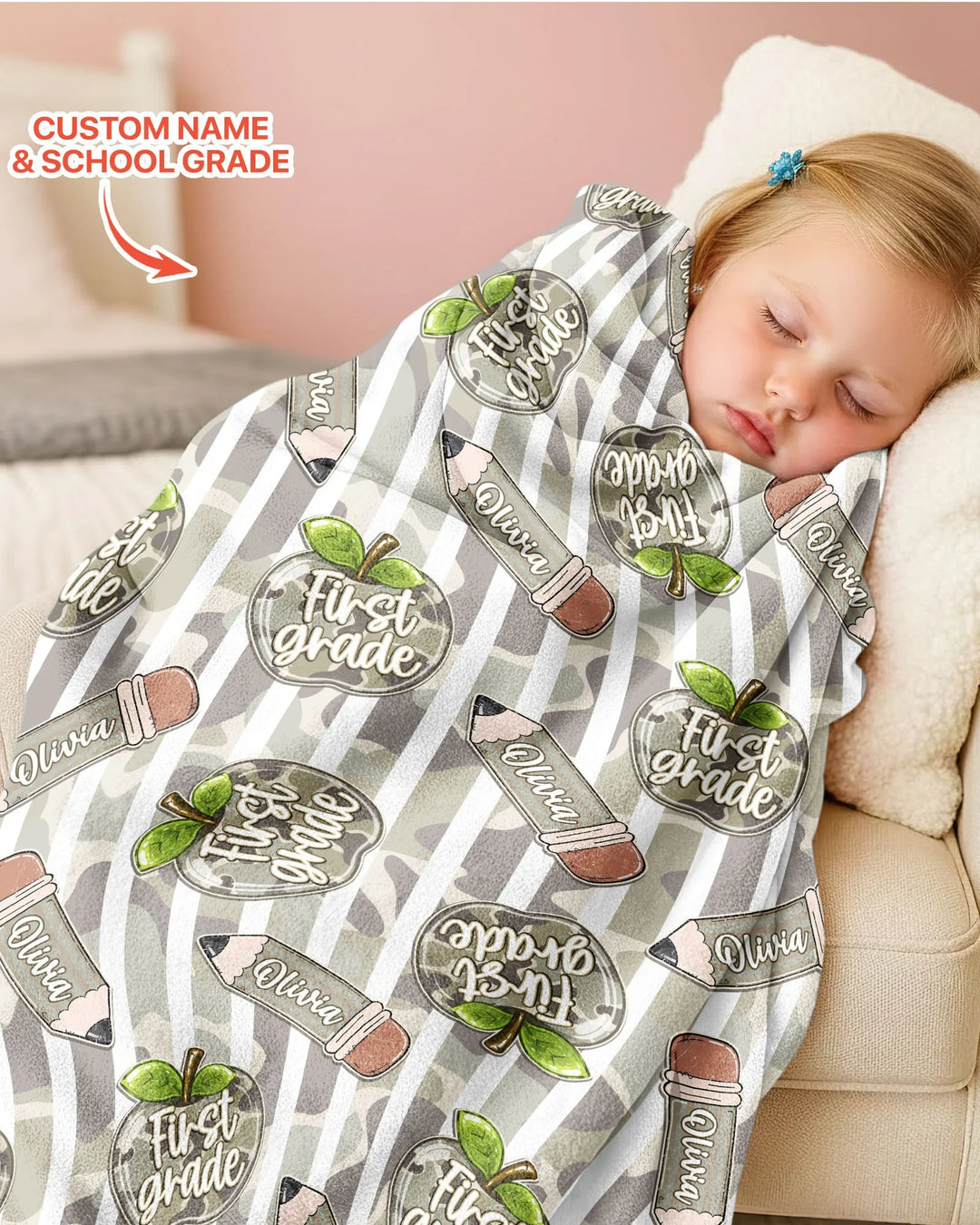 Custom Name Camo Apple Days Bamboo Blanket