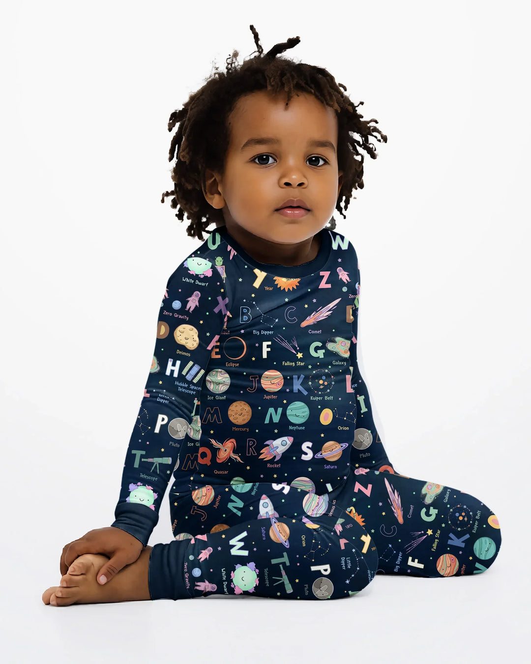Space Alphabet Bamboo Two Piece Short Sleeve Pajama Set