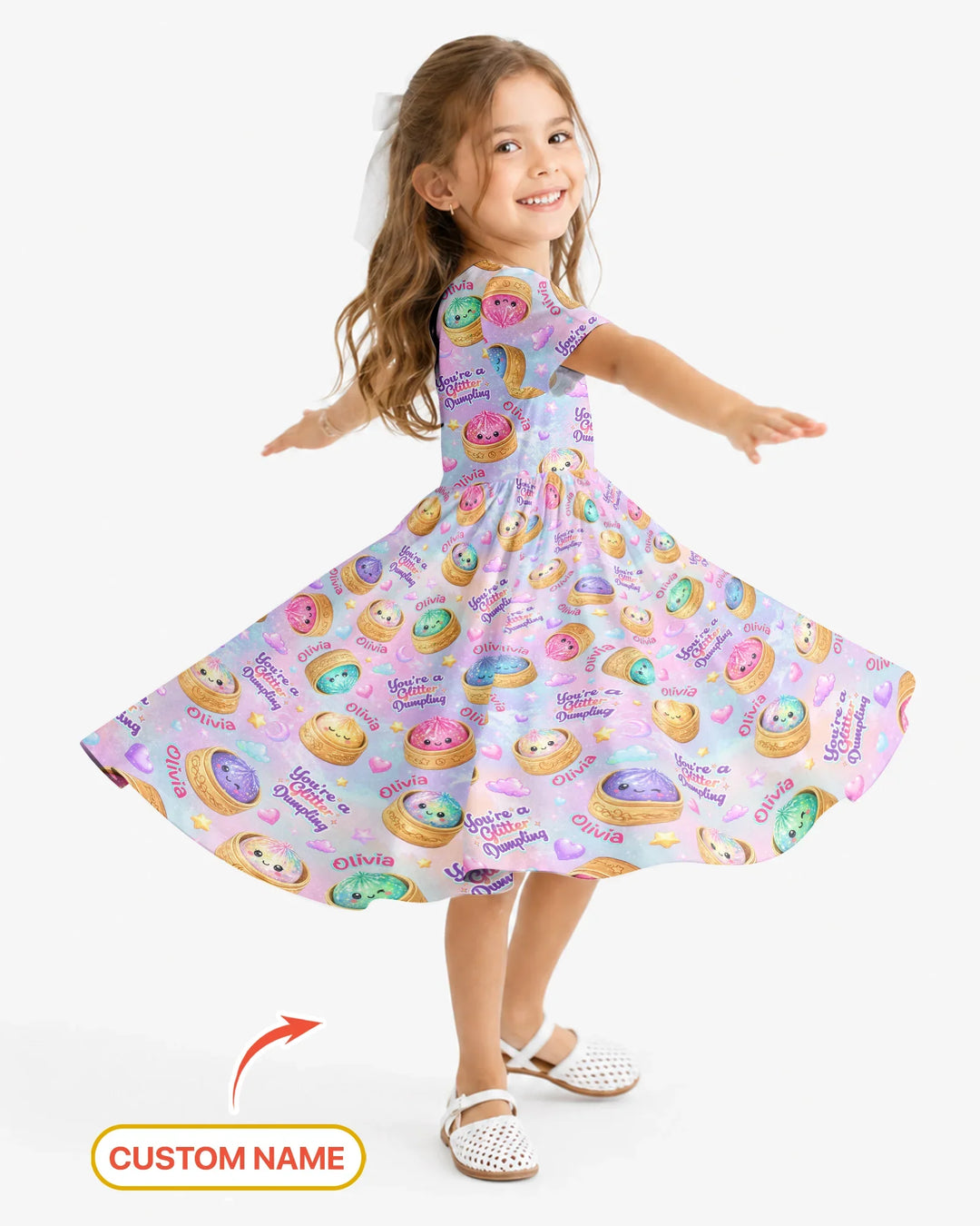 Custom Name You're A Glitter Dumpling  Bamboo Twirl Dress