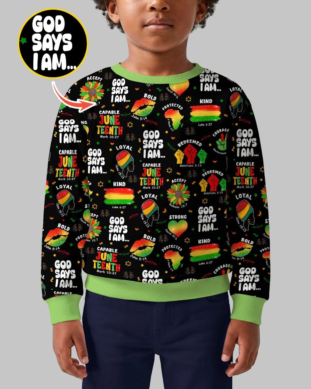 God Says I Am Juneteenth Blessings Bamboo Crewneck Sweatshirt
