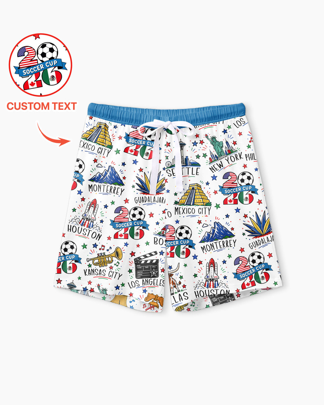 2026 Soccer Cup Host Citties Bamboo Women Short Sleeve Short Pajama Set