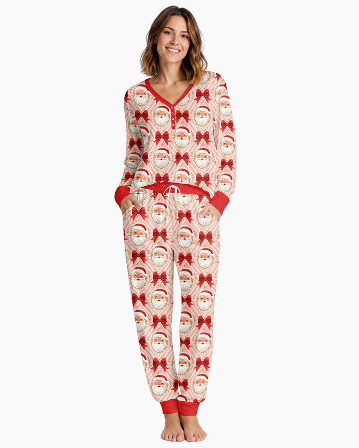 Preppy Coquette Santa Mommy And Me Matching Bamboo Women Pajama Set