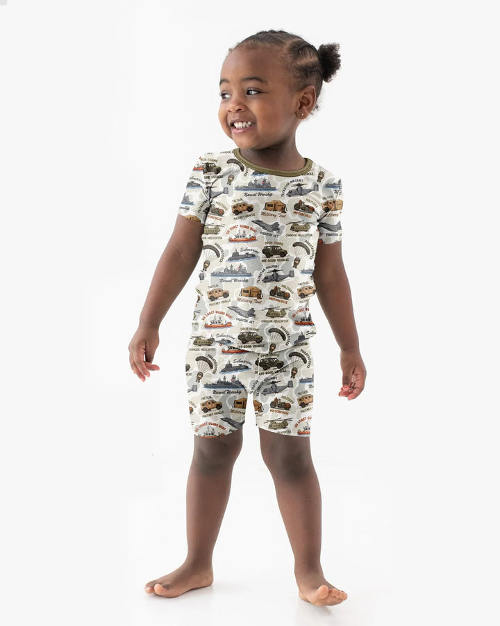Little Hero Military Family Matching Bamboo Two Piece Short Sleeve Shorts Pajama Set