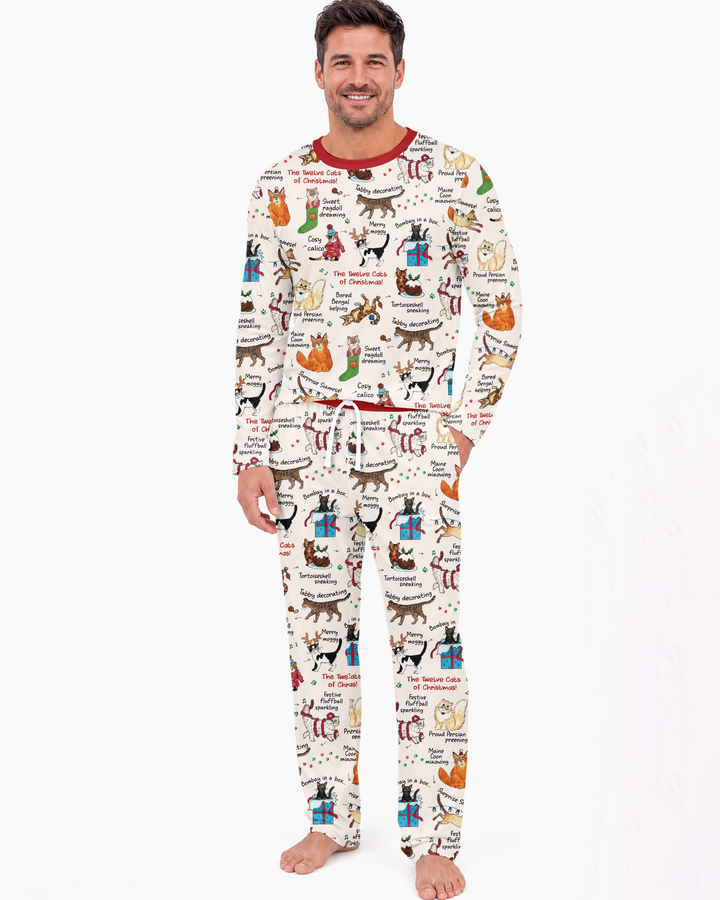 The 12 Cats of Christmas Bamboo Men's Pajama Set