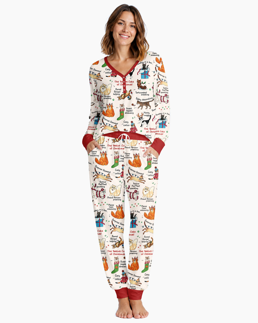 The 12 Cats of Christmas Bamboo Women Pajama Set