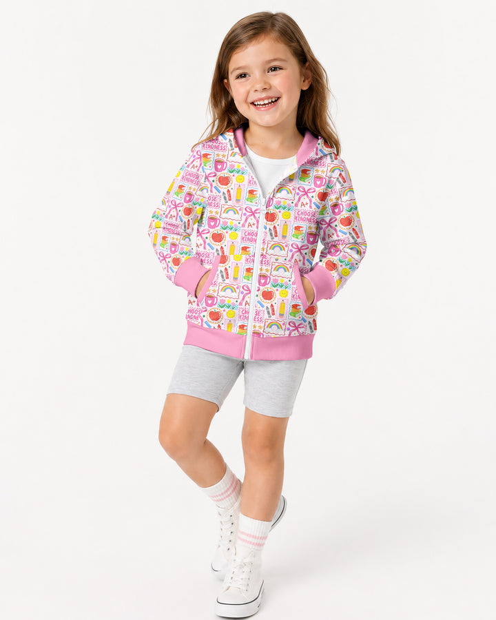 Kindness School Girl Bamboo Zip Hoodie