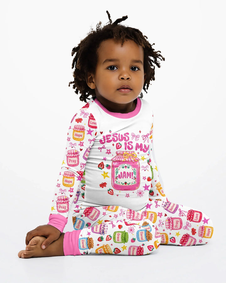 Preppy Summer Jesus Is My Jam Bamboo Two Piece Long Sleeve Pajama Set