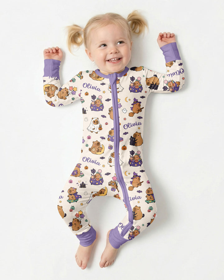 Custom Name Kawaii Halloween Capybara Bamboo Convertible Zippy